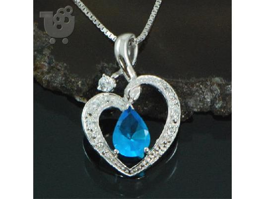 PoulaTo: BLUE TOPAZ Quartz, λευκα συνθετικα ζιργκον & ασημι !!!